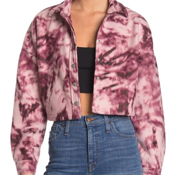 Abound Jackets & Blazers - ABOUND | Women's Purple Tie Dye Cozy Cropped Shirt Jacket Medium